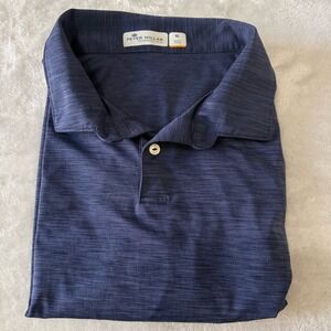 Peter Millar Mens XL Navy Blue Heathered Polo Shirt  UPF 50+ Builder's‎ Cup